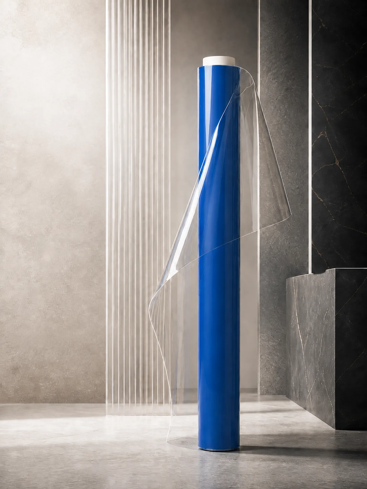 Super Clear PVC Film — 22–68 PHR plasticizer, hand-feel to target