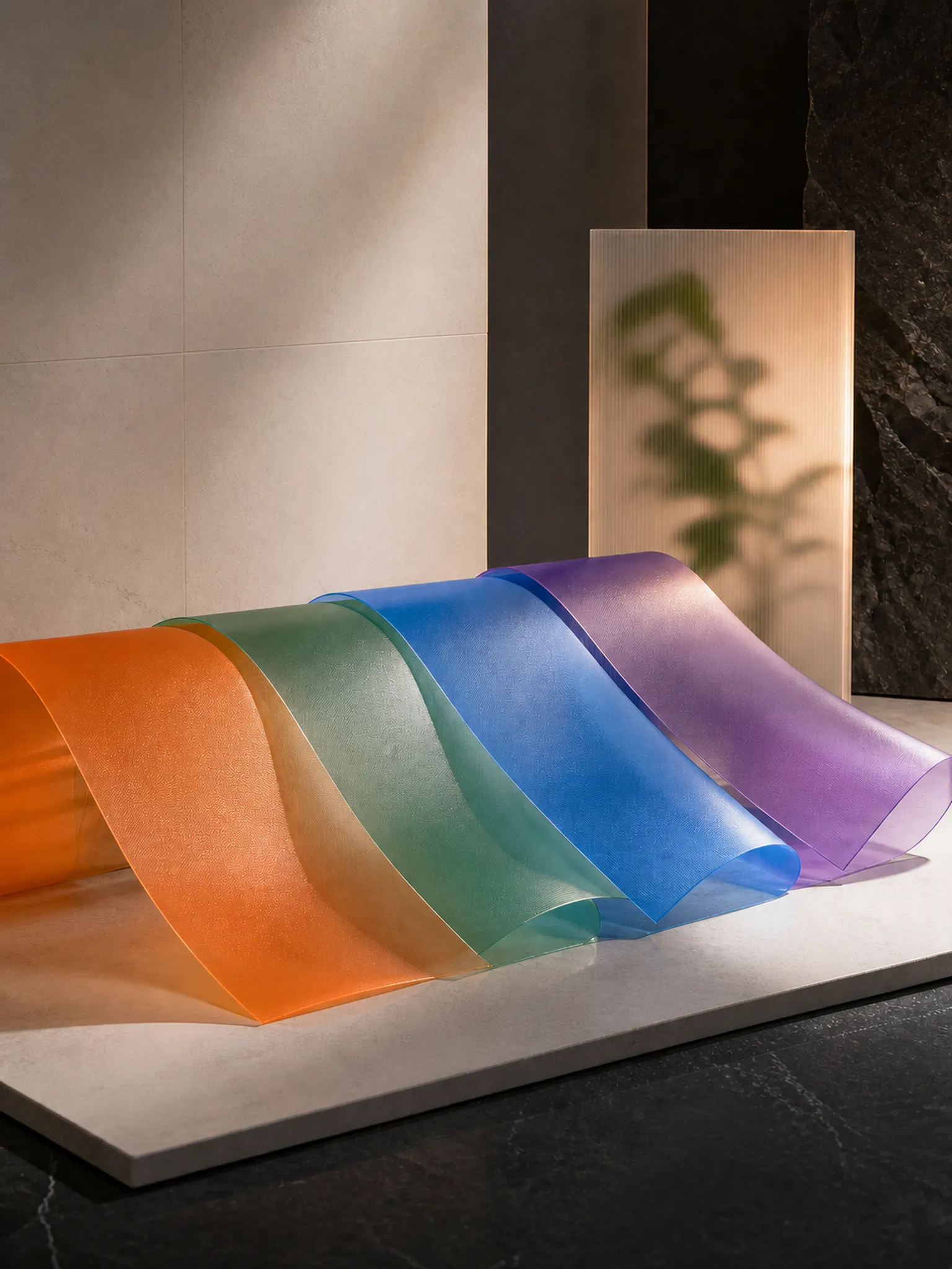 Colored Translucent Frosted Film — Translucent, not transparent — outlines soften to glow